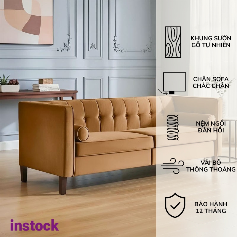 Sofa băng vải nhung Vline