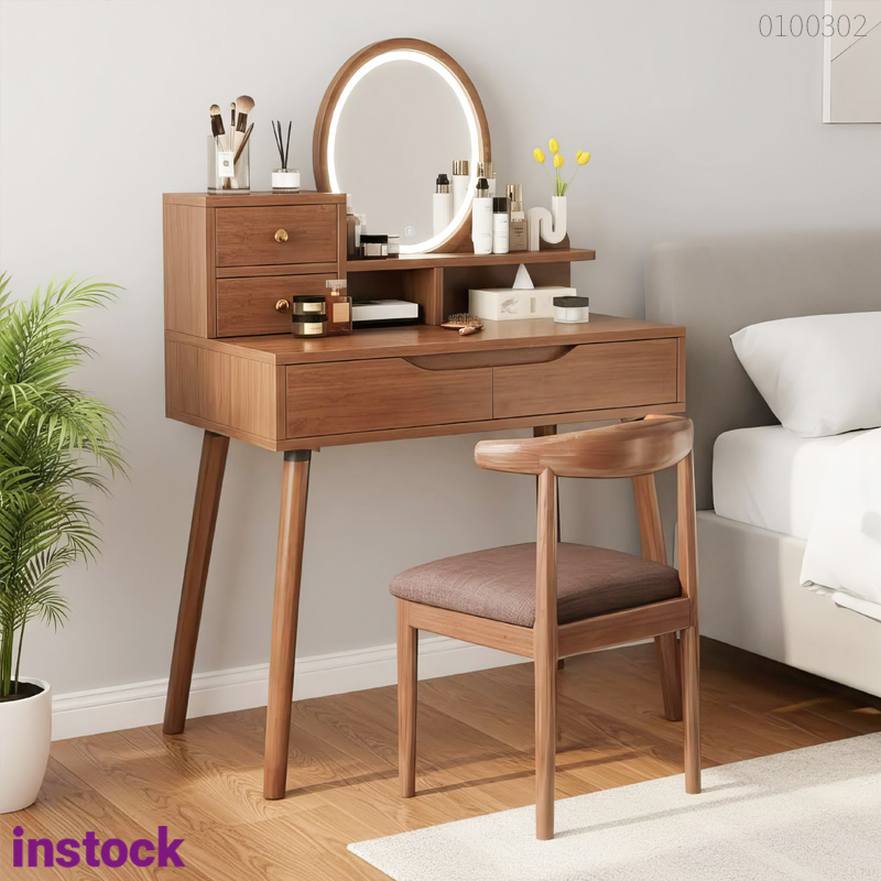 Bàn trang điểm gỗ óc chó Mysa