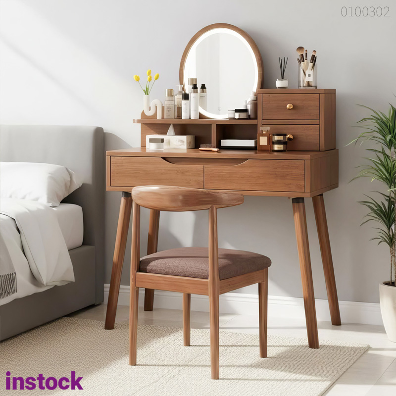 Bàn trang điểm gỗ óc chó Mysa