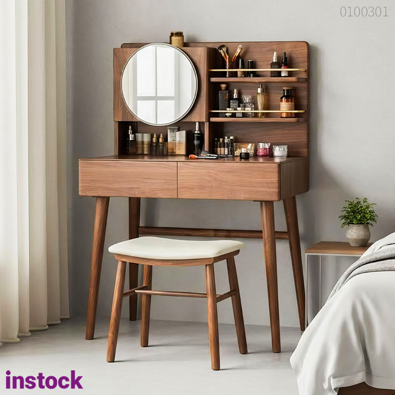 Bàn trang điểm gỗ óc chó Nesto