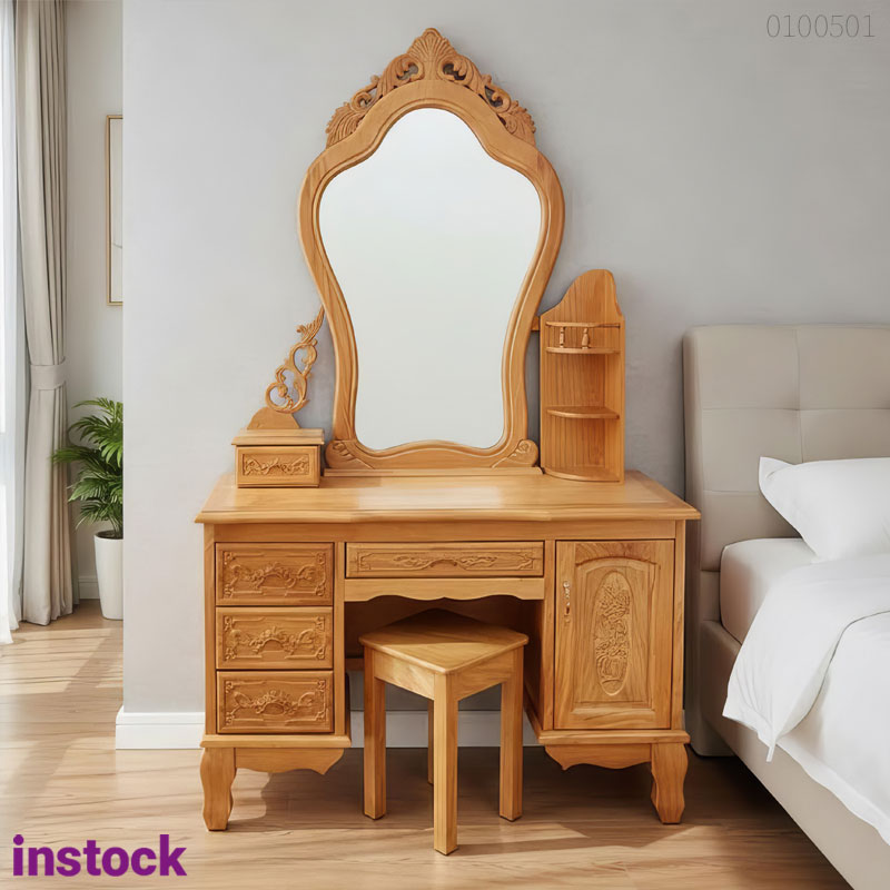 Bàn trang điểm gỗ gõ đỏ Maple