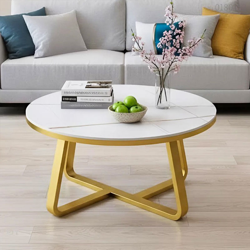 Bàn trà chân sắt mặt đá Eco