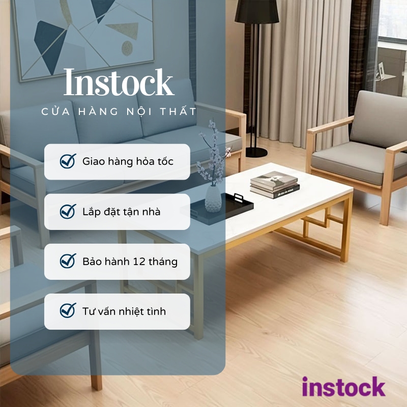 Bàn trà chân inox mặt đá Misu