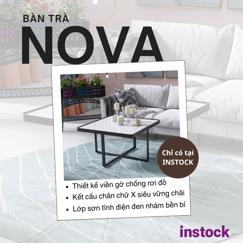 Bàn trà chân sắt mặt đá Nova