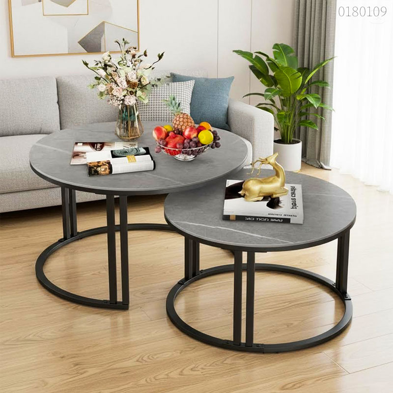 Bàn trà chân sắt mặt đá Steel