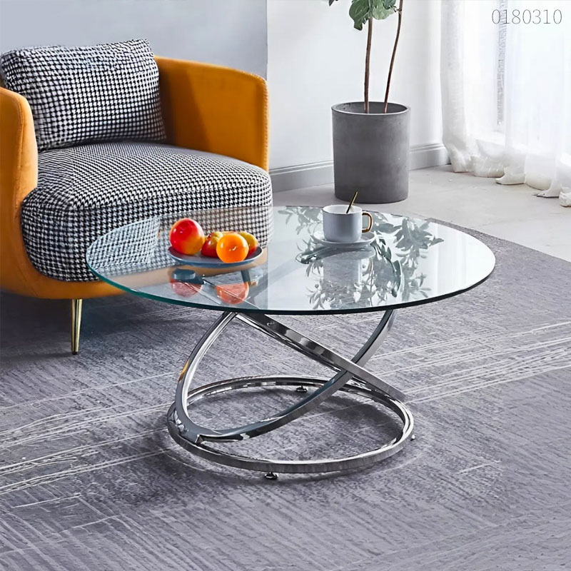 Bàn trà chân inox mặt kính Yumi