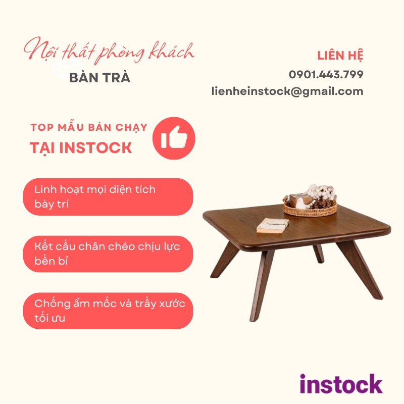 Bàn trà gỗ óc chó Kanagy