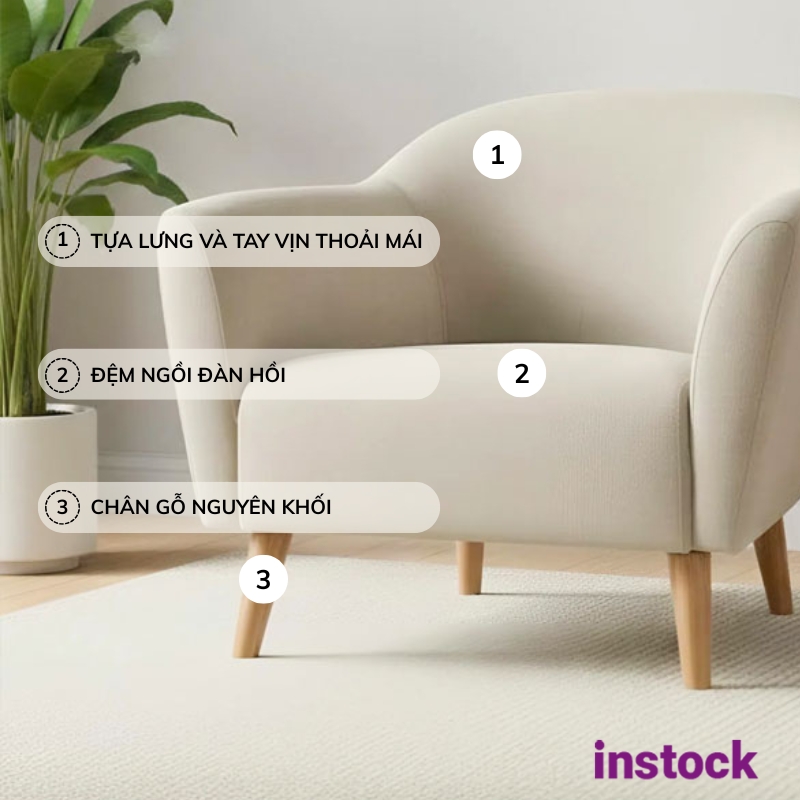 Ghế sofa đơn vải bố Kenvin