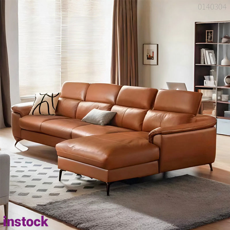 Sofa da bò Ý chữ L Basey