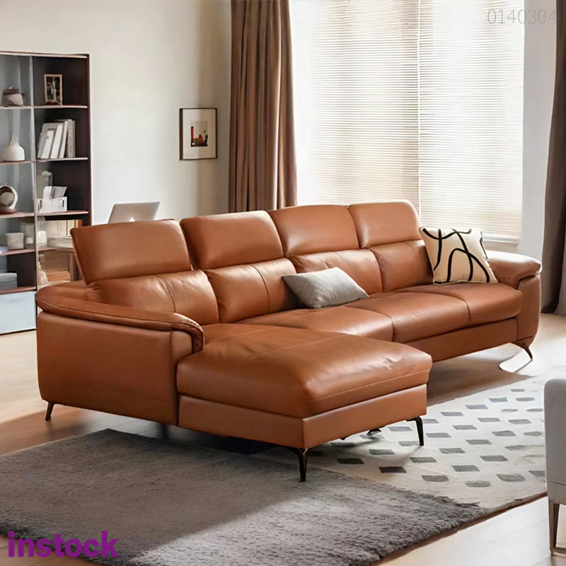 Sofa da bò Ý chữ L Basey
