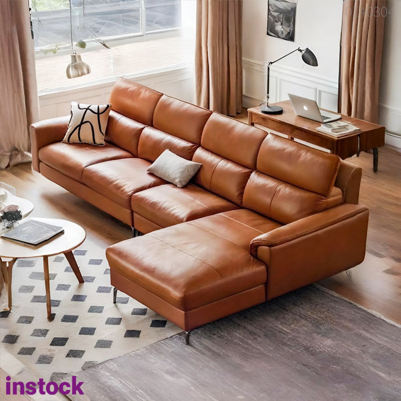 Sofa da bò Ý chữ L Basey