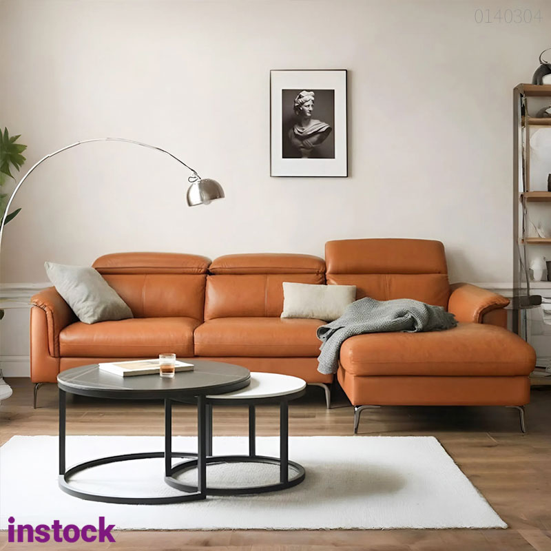 Sofa da bò Ý chữ L Basey