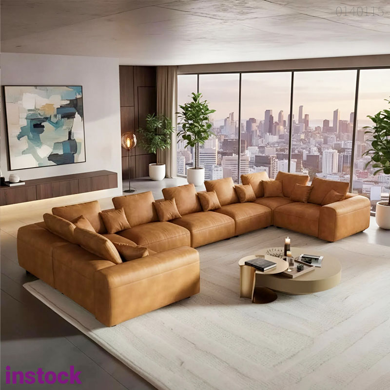 Sofa da chữ U Ivo
