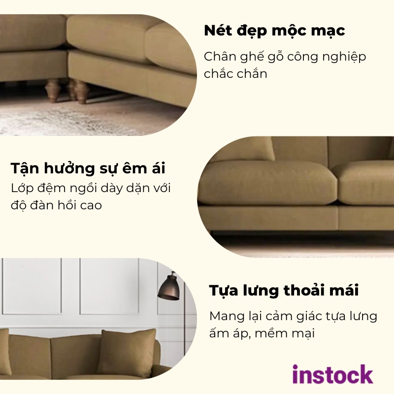 Sofa vải nỉ góc Hano