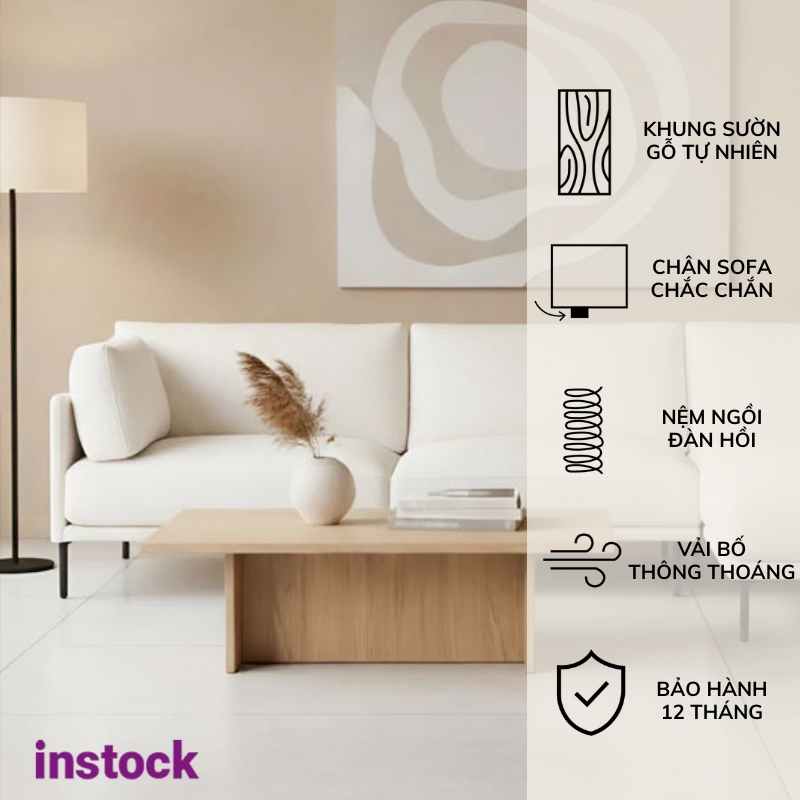 Sofa vải bố chữ L Ella