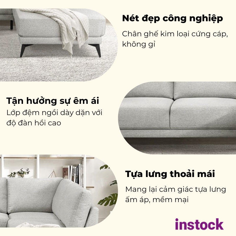 Sofa vải bố chữ L Evan