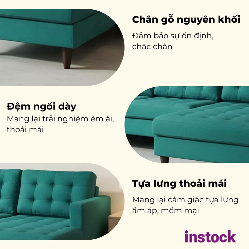 Sofa vải bố chữ L Faron