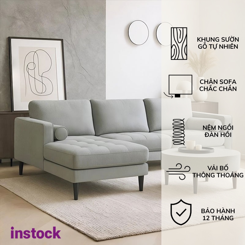 Sofa vải bố chữ L Shinko