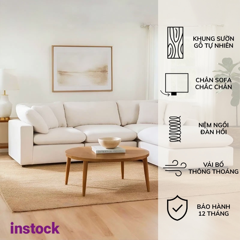 Sofa vải bố chữ L Uhome