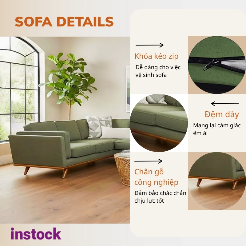 Sofa vải bố góc Orin