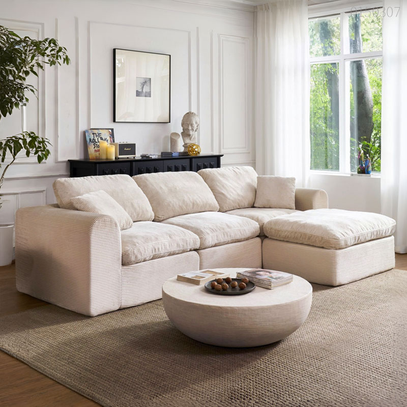 Sofa vải nhung chữ L Ciro