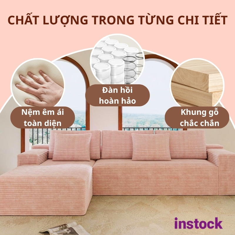 Sofa vải nhung chữ L Jakata