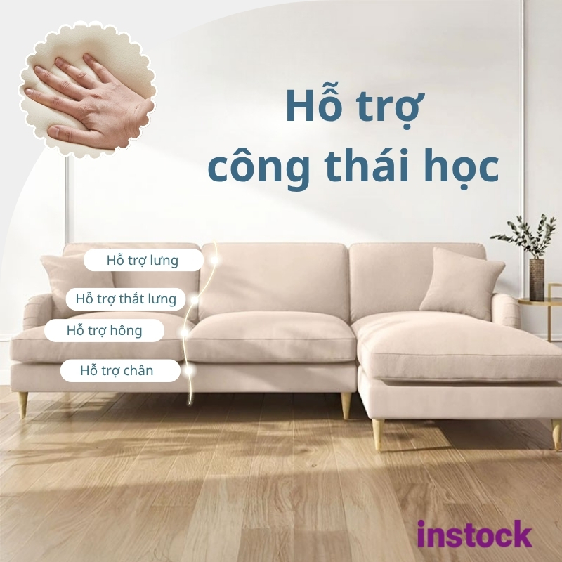 Sofa vải nhung chữ L Nippon