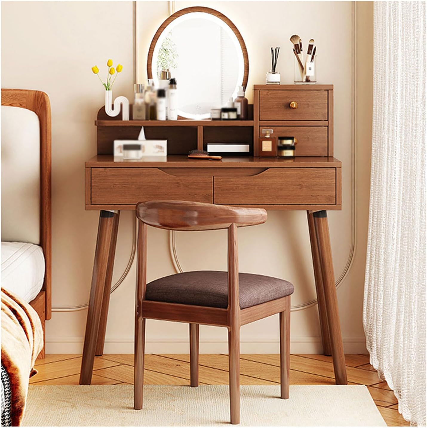 Bàn trang điểm gỗ óc chó Mysa