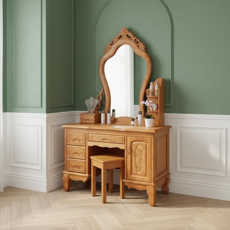 Bàn trang điểm gỗ gõ đỏ Maple