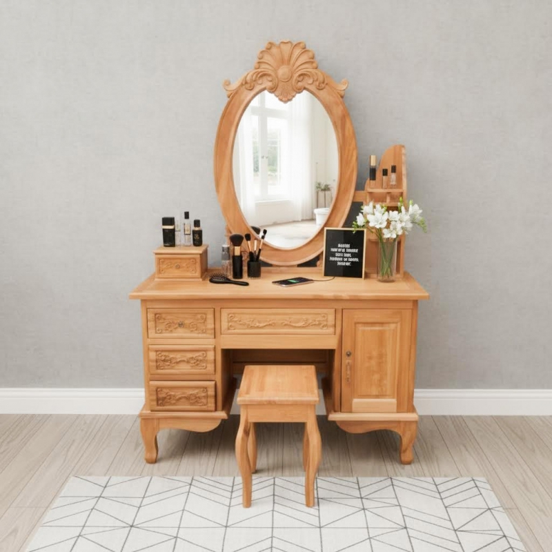 Bàn trang điểm gỗ gõ đỏ Vela