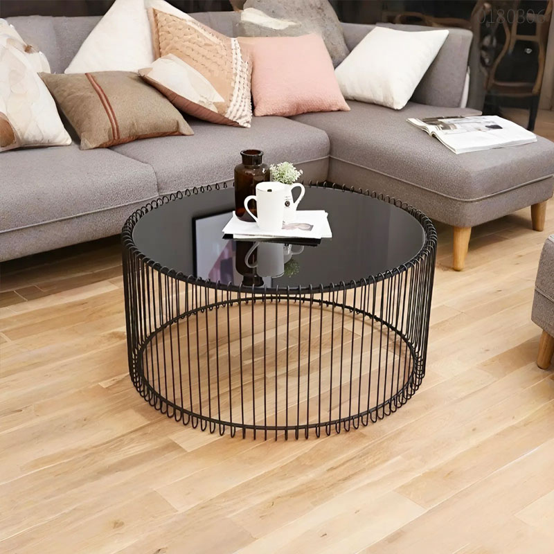Bàn trà chân sắt mặt kính Bexi